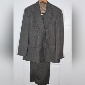 Haggar Imperial Gray Brown Men's Jacket Pants Suit 36x29